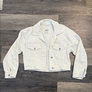 Abercrombie & Fitch White, Cropped Jean Jacket